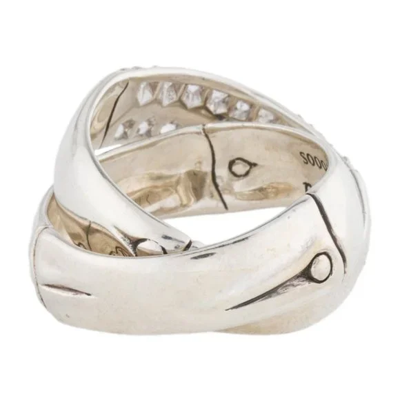 JOHN HARDY SAPPHIRE STERLING SILVER INTERLOCKING BAMBOO BAND RING